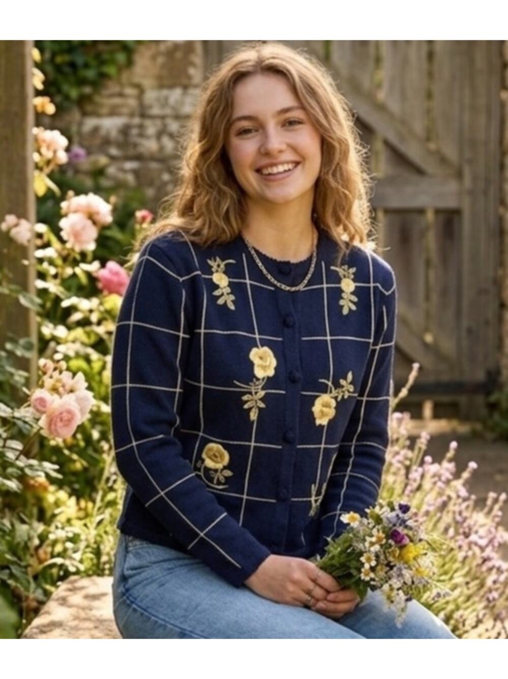 Adorable Vintage Floral Embroidered Eclectic Grandma Cottagecore Cardigan